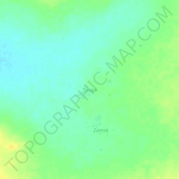 Carte topographique Touga, altitude, relief