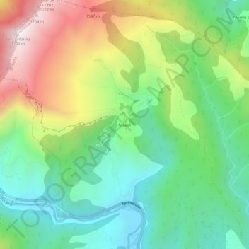 Carte topographique Ascaso, altitude, relief