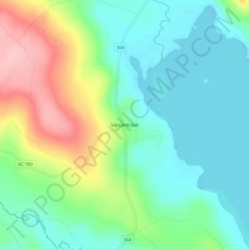 Carte topographique Västanträsk, altitude, relief