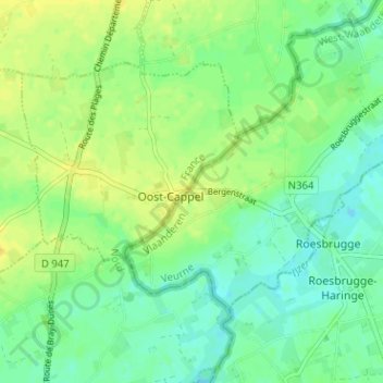 Carte topographique 't Kappeltje, altitude, relief