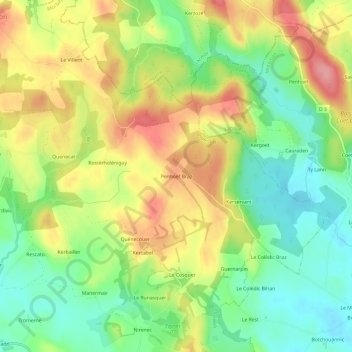 Carte topographique Penhoët Braz, altitude, relief