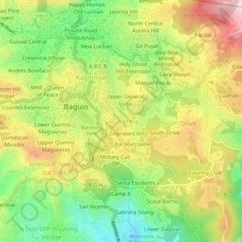 Carte topographique Salud Mitra, altitude, relief