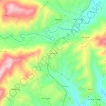 Carte topographique Frondarola, altitude, relief