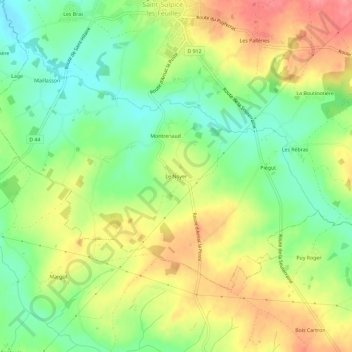 Carte topographique Le Noyer, altitude, relief