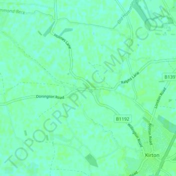 Carte topographique Kirton End, altitude, relief