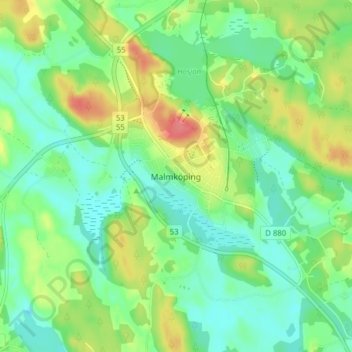 Carte topographique Malmköping, altitude, relief