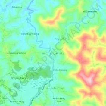 Carte topographique Andriampamaky, altitude, relief