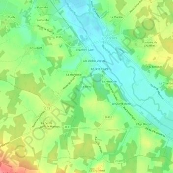 Carte topographique Le Berry, altitude, relief