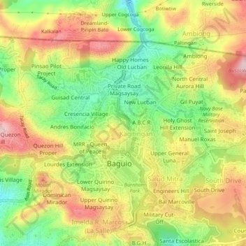 Carte topographique Upper Magsaysay, altitude, relief