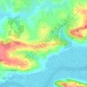 Carte topographique Béganne, altitude, relief
