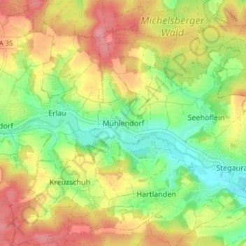 Carte topographique Mühlendorf, altitude, relief