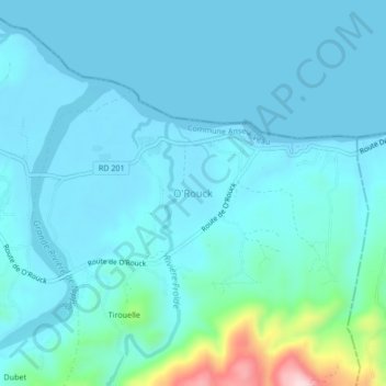Carte topographique O'Rouck, altitude, relief