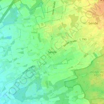 Carte topographique Sende, altitude, relief