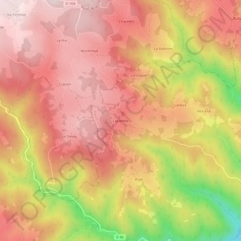 Carte topographique Lacombe, altitude, relief
