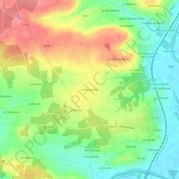 Carte topographique La Marquerais, altitude, relief