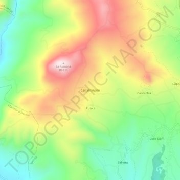 Carte topographique Castelromano, altitude, relief