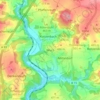 Carte topographique Wurz, altitude, relief