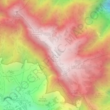 Carte topographique Gunung Prau, altitude, relief