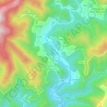 Carte topographique Peyregrosse, altitude, relief