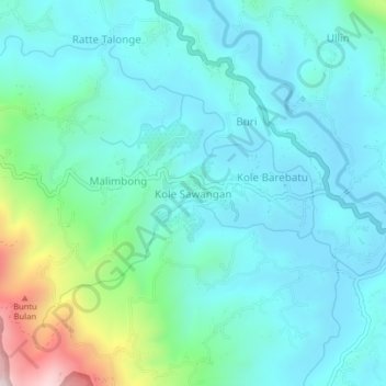 Carte topographique Kole Sawangan, altitude, relief