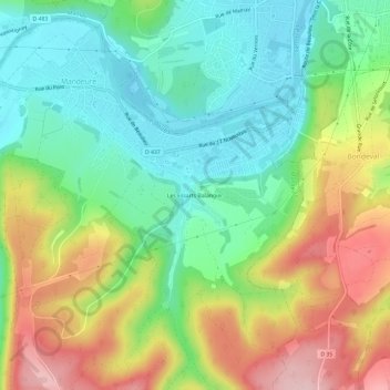 Carte topographique Les Essarts Balangier, altitude, relief
