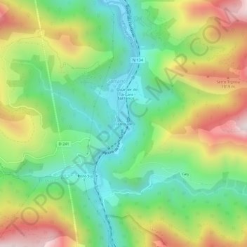 Carte topographique Lescoude, altitude, relief