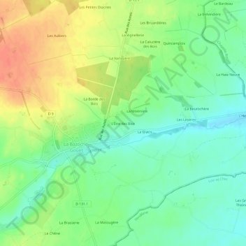 Carte topographique L'Être des Bois, altitude, relief