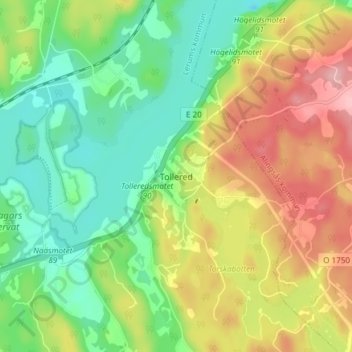 Carte topographique Tollered, altitude, relief