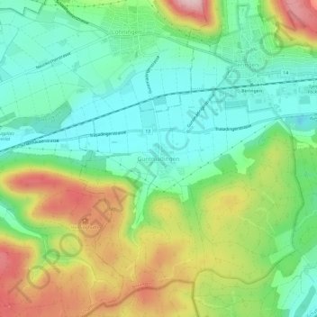 Carte topographique Guntmadingen, altitude, relief