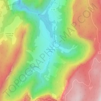 Carte topographique Bouvante le Haut, altitude, relief
