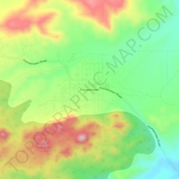 Carte topographique Pioneertown, altitude, relief
