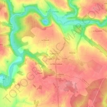 Carte topographique Le Charpre, altitude, relief