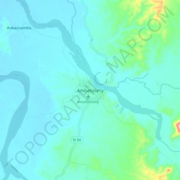 Carte topographique Ambatolahy, altitude, relief