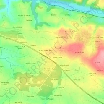 Carte topographique Croissant Goyet, altitude, relief