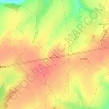 Carte topographique Mont Jury, altitude, relief