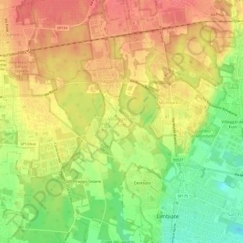 Carte topographique Villaggio del Sole, altitude, relief