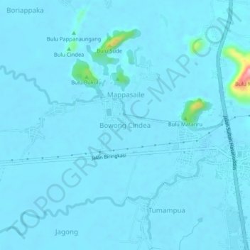 Carte topographique Bowong Cindea, altitude, relief