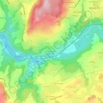 Carte topographique Montrottier, altitude, relief