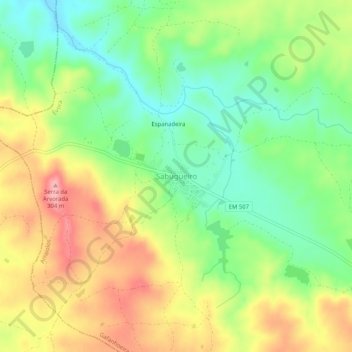 Carte topographique Sabugueiro, altitude, relief