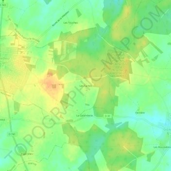 Carte topographique Les Cartes, altitude, relief