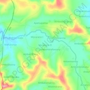 Carte topographique Morarano II, altitude, relief