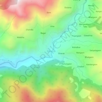 Carte topographique Ghuttu, altitude, relief