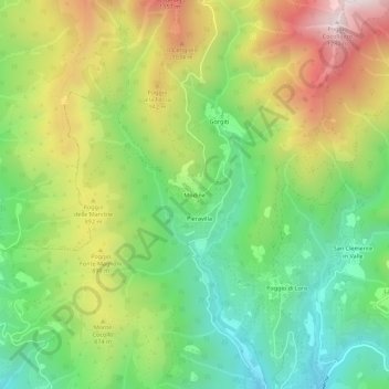 Carte topographique Modine, altitude, relief