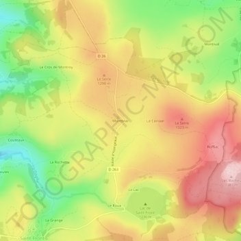 Carte topographique Montbrac, altitude, relief