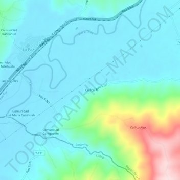 Carte topographique Collico, altitude, relief