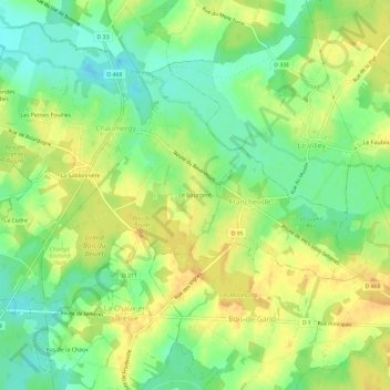 Carte topographique Le Bourgeot, altitude, relief