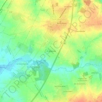 Carte topographique Les Biottières, altitude, relief