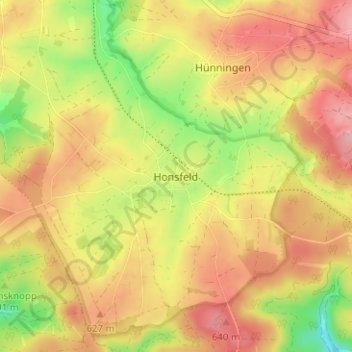 Carte topographique Honsfeld, altitude, relief