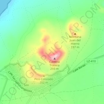 Carte topographique Caldera Trasera, altitude, relief