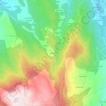 Carte topographique Arxellas, altitude, relief